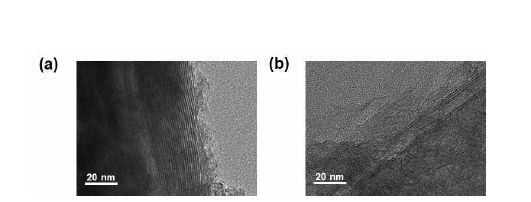 TEM 이미지 (a) MXene 필름(delamination 진행 후) (b) MXene-PAA 필름