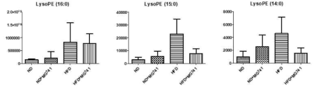 유효균주 투여에 의한 마우스 cecum 점막의 LysoPE의 변화