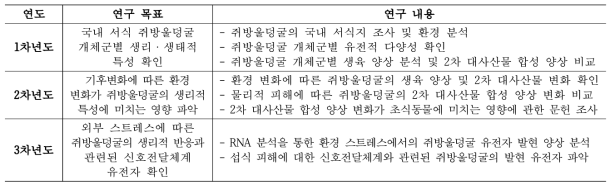 세부 연구 목표와 연도별 연구 내용