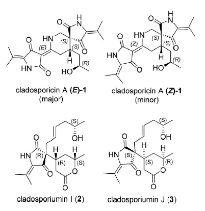 Chemical structures of 1-3