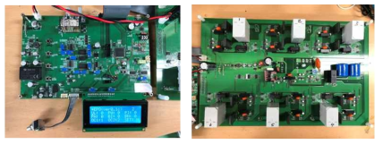 제작된 다채널 제어 모듈(좌) 및 전원부가 포함된 출력 모듈(우)