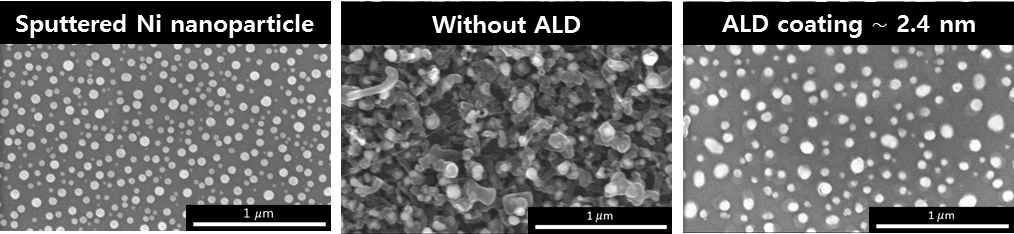 DC 스퍼터 및 열처리를 통해 형성한 니켈 나노입자의 Al2O3 나노박막 유무에 따른 탄소침적 저항성 확인
