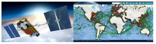 Exactview 위성(좌), ExactEarth社 선박위치 제공서비스(우)