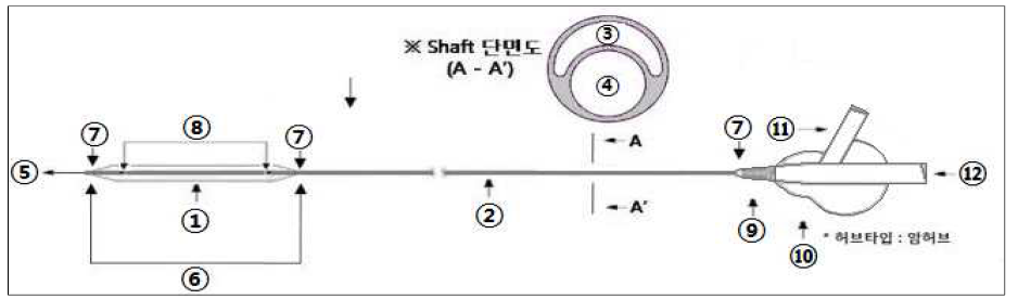 약물방출형 풍선 카테터 도면