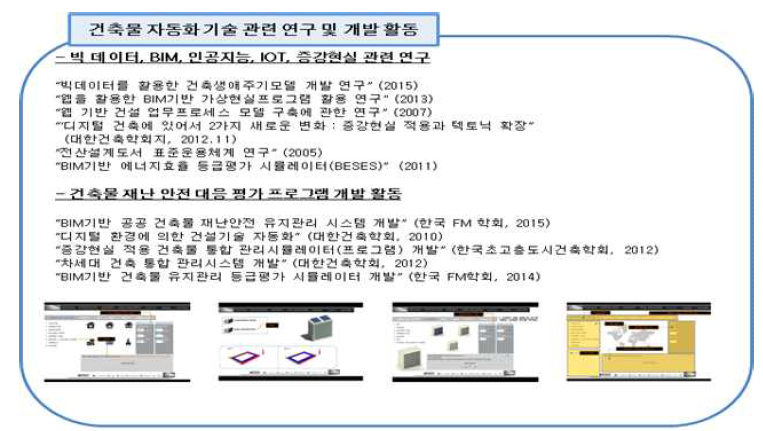 건축물 자동화 기술 관련 연구 및 개발활동