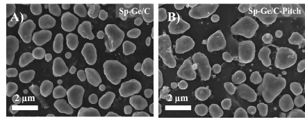 Pitch 코팅 A) 전과 B) 후의 SEM 사진