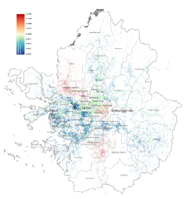 Comparison Results Before/After Construction of GTX-A line_Closeness centrality (+) & (-)