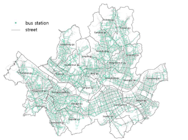 Bus station distribution (Seoul city)