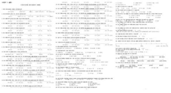 본 연구에서 사용된 설문조사지 양식