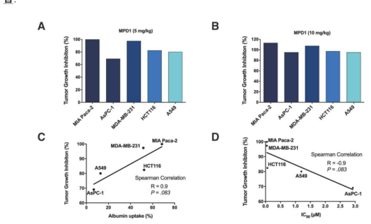 알부민 흡수와 MPD-1 단독 효능의 상관관계