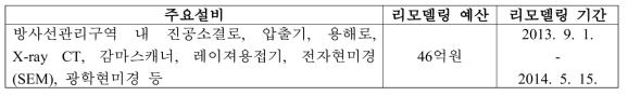 주요설비 구성 및 리모델링 현황