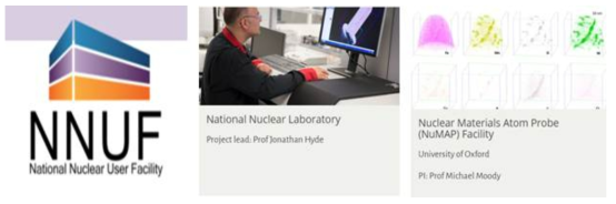 NNUF, NNUF 중 NNL의 전자현미경 시설과 Oxford 대학의 원자단위 분석실험시설에 대한 로고