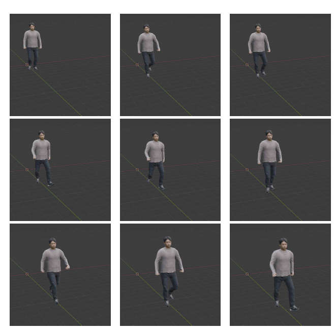 걷는 애니메이션이 삽입된 3D 볼류메트릭 모델