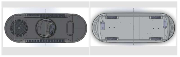 본체 하부(좌) 및 상부(우) 3D 설계 결과물