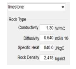 암석 물성 가정값(석회암 기준)