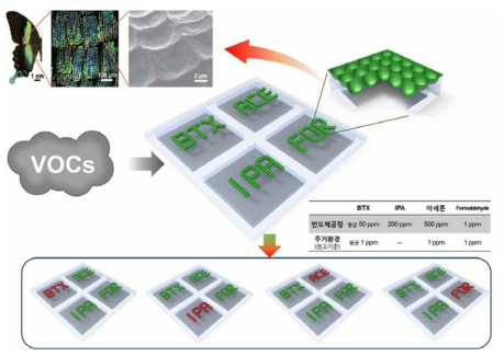 4종 이상의 VOCs를 동시에 모니터링 가능한 색변화 센서