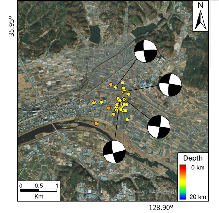 Earthquake distribution and focal mechanism of Yeongcheon area