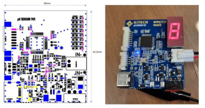 pH 센싱 전용 PCB보드 회로 설계도와 제작된 결과 이미지