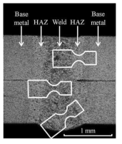 Cross section of micro specimens at welds joint part