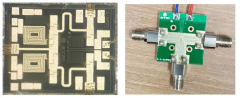 C 대역 SPDT 스위치 MMIC 사진 및 시험치구 사진