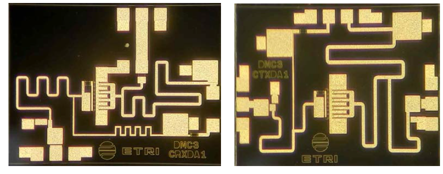 C 대역 수신 및 송신 DA MMIC 사진