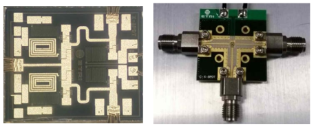 X 대역 SPDT 스위치 MMIC 사진 및 시험치구 사진