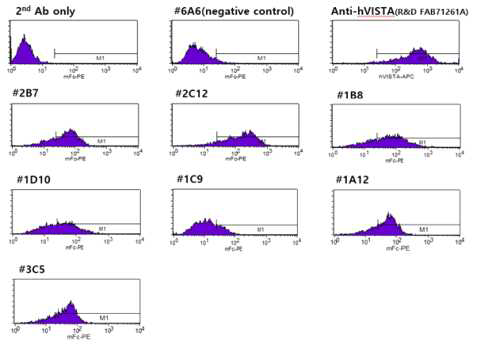 FACS binding test of the selected clones to hVISTA expression CHO-K1 cell