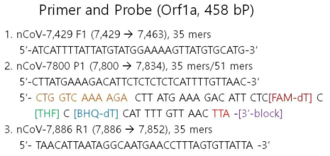 Primer and probe sequence of real time RT-RPA kit (Orf1a)