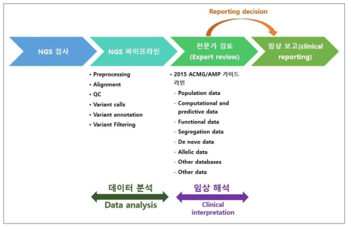 NGS검사 후 데이터 분석, 임상 해석을 거쳐 보고되는 과정