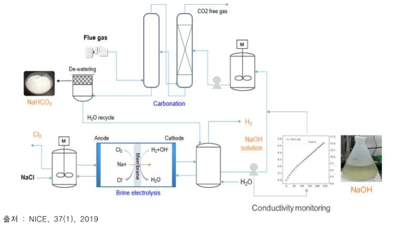 전력연구원이 개발한 CO2 자원화 기술 공정도