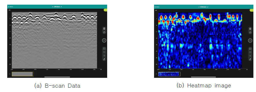 시각화된 GPR 철근 탐사 결과