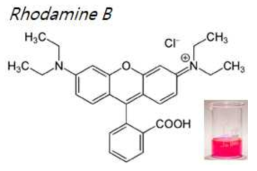 Rhodamine B 염료 분자구조 및 사진