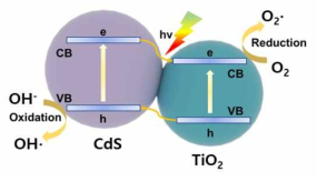 CdS-TiO2 광촉매 전하 이동 모식도