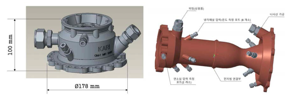 1톤 연소기 헤드와 조립품 모델링