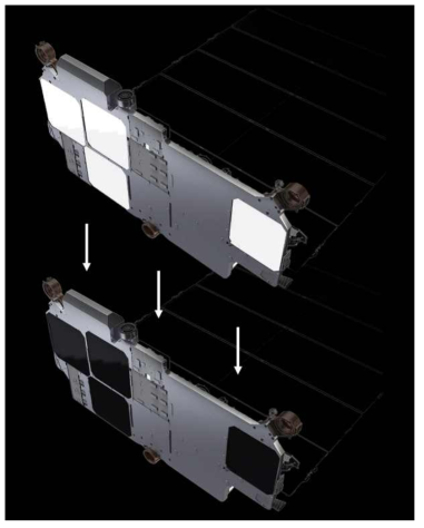 흰색에서 검은색으로 칠해진 Phase Array Antenna(4개)