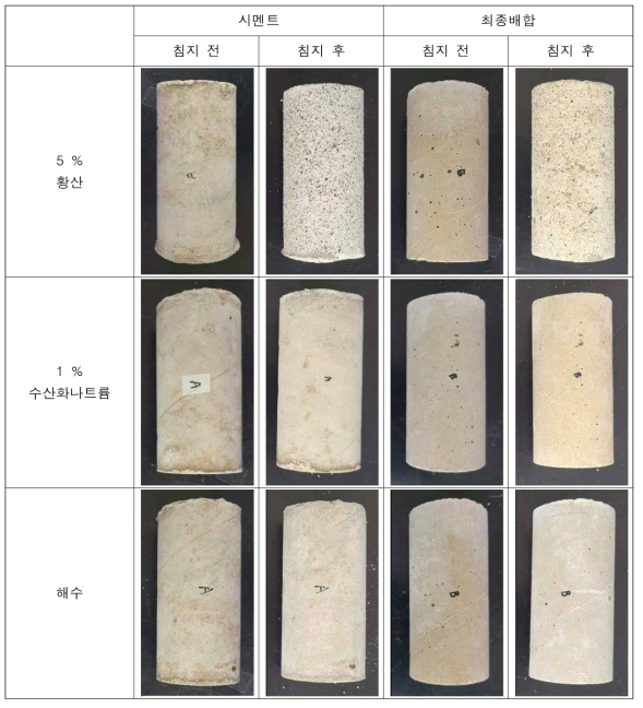 한국고분자시험연구소 침지실험 결과 사진