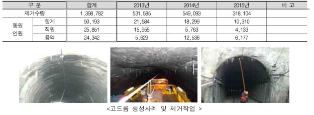 철도터널 고드름 제거 현황