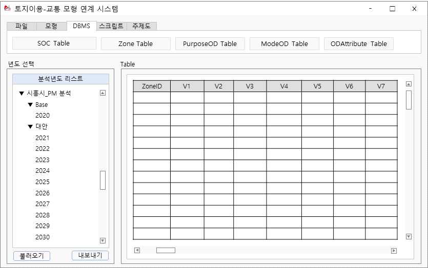 연계시스템의 DBMS 화면