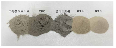 급속 충진재에 사용된 재료 사진