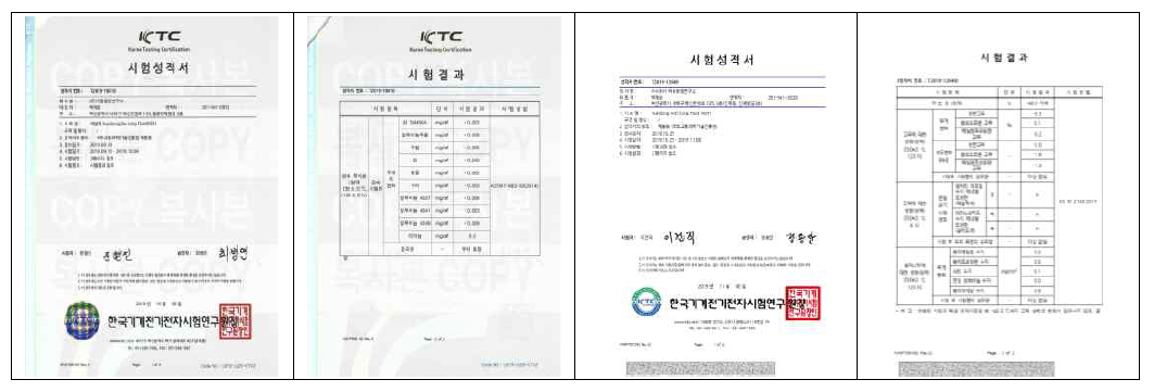 연구개발품 De-icing Fluid 금속 및 비금속 영향성 평가 공인성적서