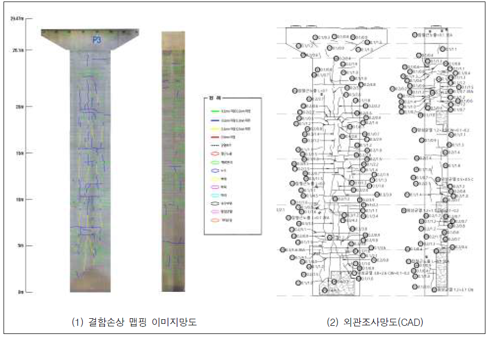 영상기반 균열진단 최종 성과물 (고교각 교량 정밀안전진단 예)