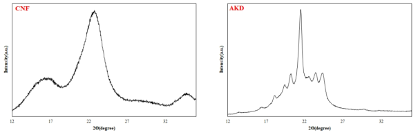 CNF 및 AKD의 XRD 분석