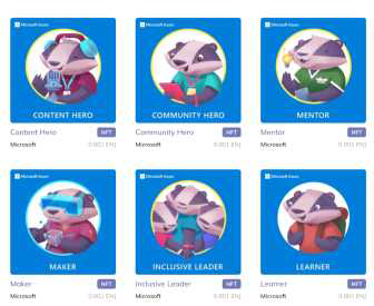 Azure Heroes의 Badger 선택 화면 (출처: https://www.microsoft.com/skills/azureheroes)