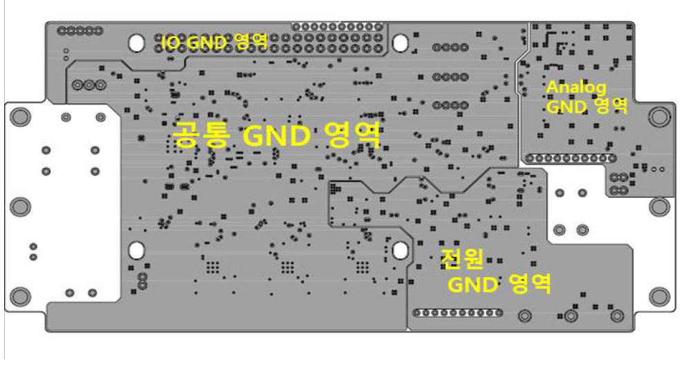 영역별 GND가 분리된 PCB 도면의 예