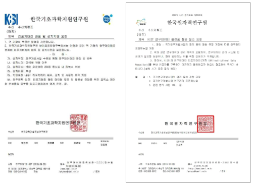 Official Document Repository Delivery from KBSI and KAERI