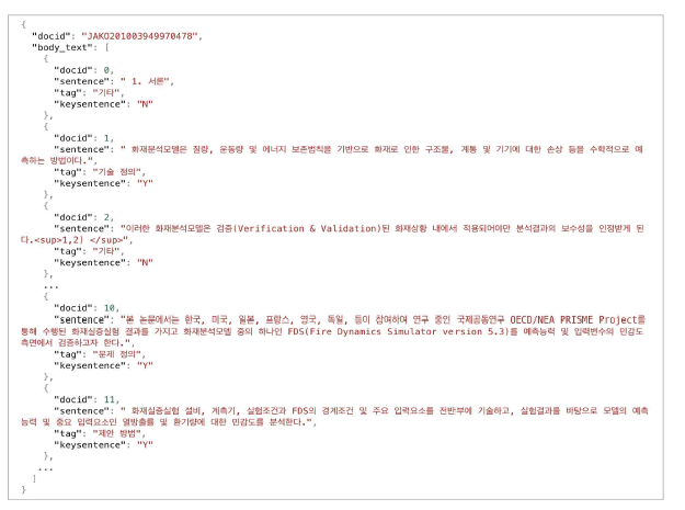 Example of merged sentence meaning labeled data