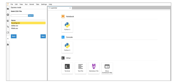 Training data file selection screen