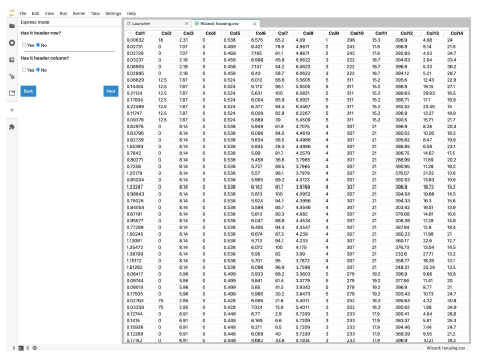 Select training data header information