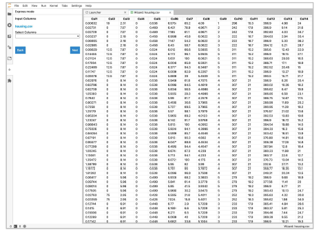 Input column selection screen