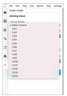 Training data correction column selection screen